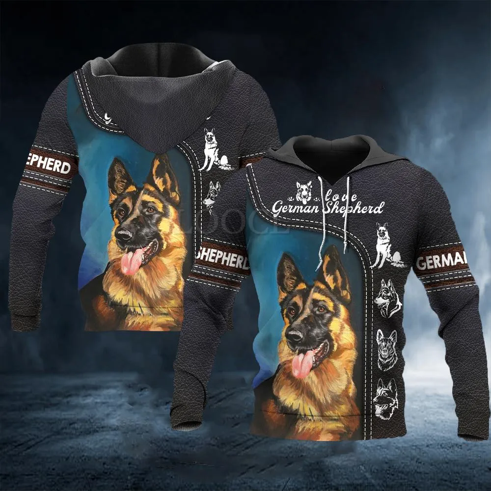 CLOOCL German Shepherd Men Hoodies 3D Graphic Love Dogs Animals Printed Sweatshirts Pullovers Harajuku Streetwear S-5XL