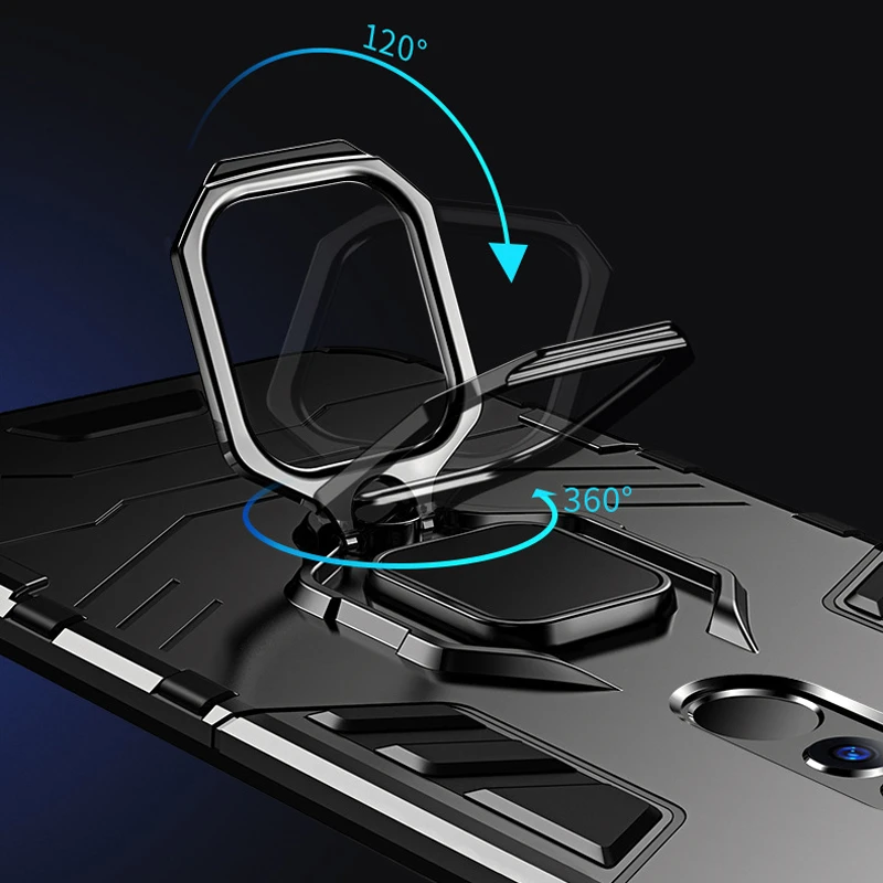 Защитный чехол с кольцом на палец для Huawei Honor 10 Lite 8X Note View ударопрочный подставкой
