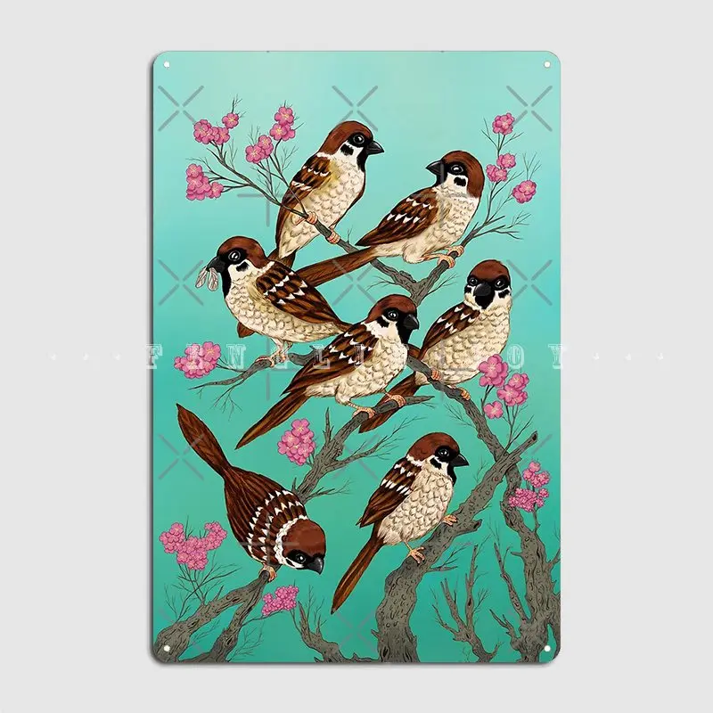 

Sakura Sparrow Плакат Металлический налет Настенная роспись фотообои персонализированный фотографический плакат знака