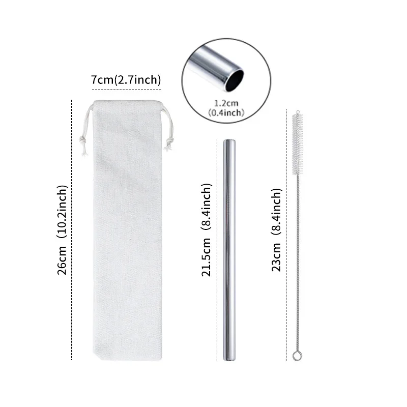 

Metal Reusable Metal Straws Set with Cleaner Brush 304 Stainless Steel Drinking Straw Milk Drinkware Bar Party Accessory