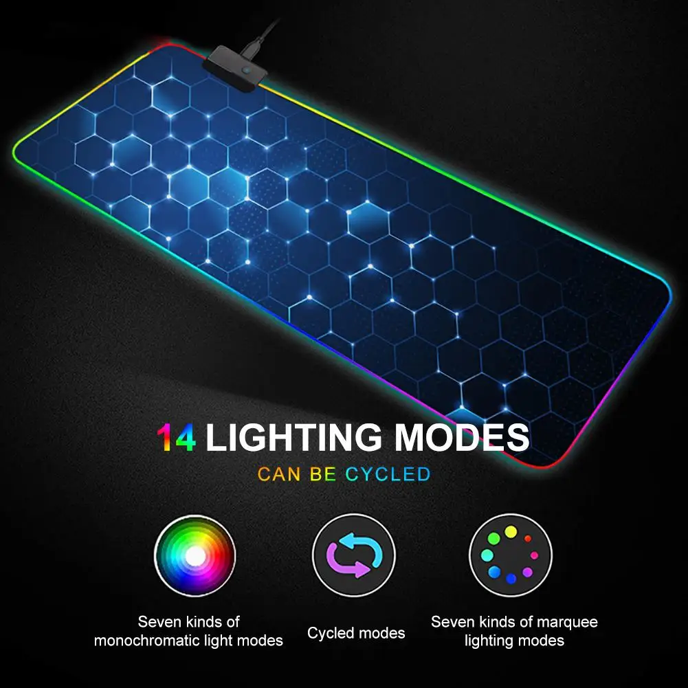 Игровой коврик для мыши 7 цветов RGB мышка с подсветкой толстая резиновая