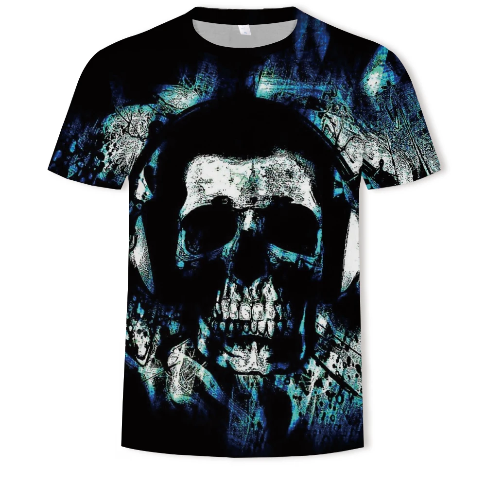 

Summer popular personality Street men's cotton top T-shirt leisure sports skeleton figure men's and women's fashion 3D printing