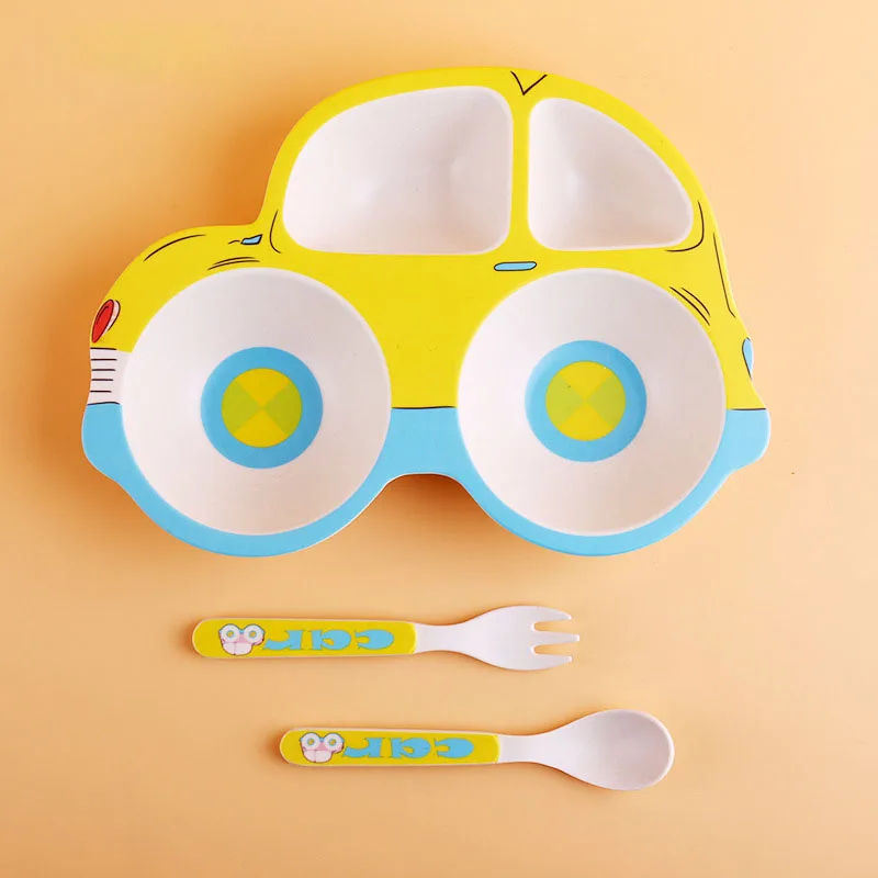 Набор из 3 предметов мультяшная/бамбуковая детская посуда тарелка/ложка в блюдах