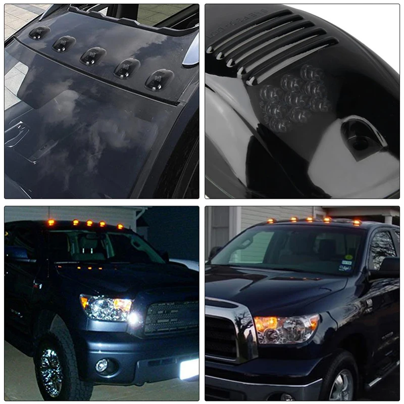 

5pcs 16-LED Car Cab Roof Marker Lights For Truck SUV DC 12V Black Smoked Lens Clearance Marker LED Roof Lamps Doom Lights