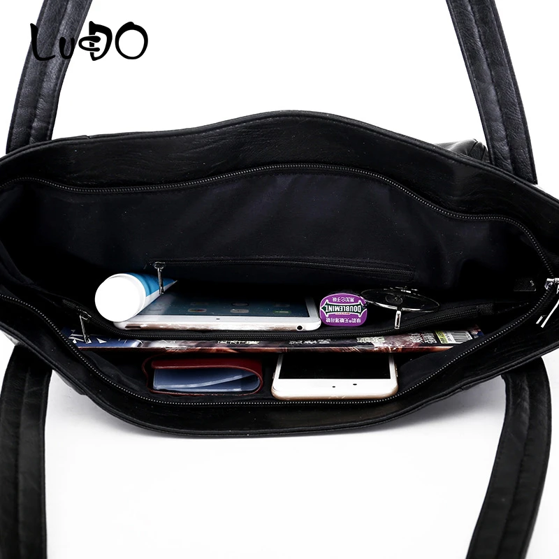 

LUCDO Brand Soft Leather Handbag Designer High Quality Large Capacity Totes Casual Crossbody Bag For Women 2020 New Shoulder Bag