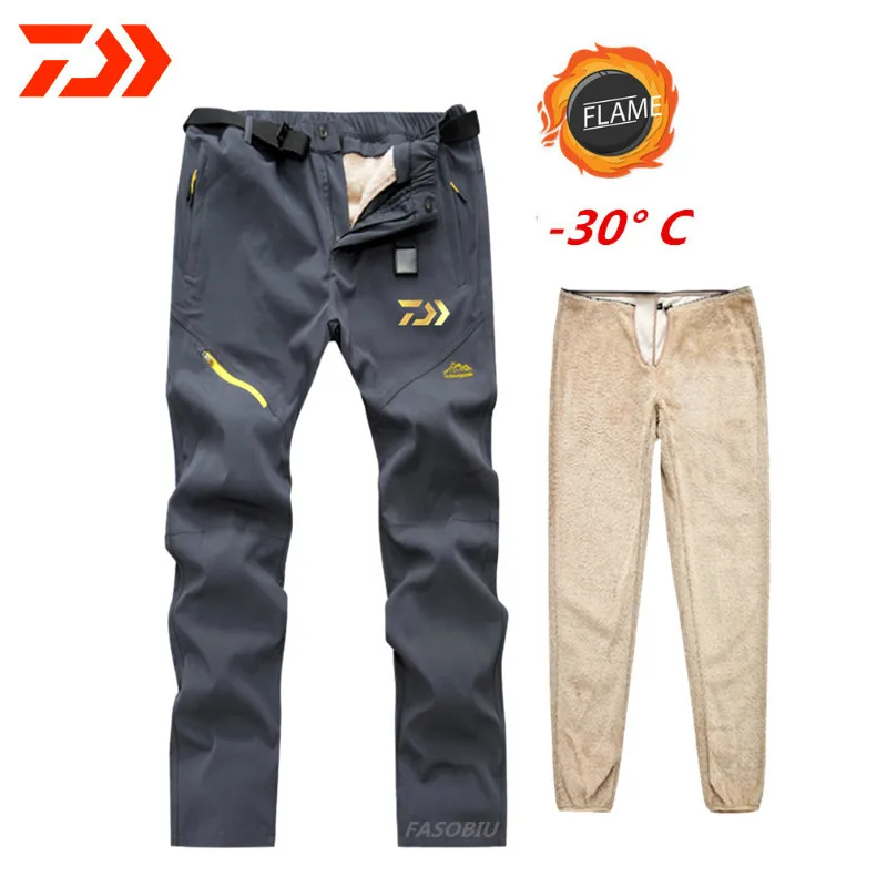 

Штаны Daiwa мужские для рыбалки на осень и зиму, бархатные ветрозащитные плотные флисовые брюки для рыбалки, водонепроницаемые Походные штаны