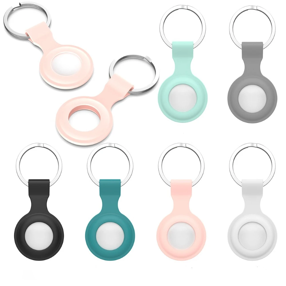 

TPST Spot Anti-Fall Apple Airtags Accessories Keychain Silicone Protective Sleeve Metal Ring Soft Rubber Protective Shell