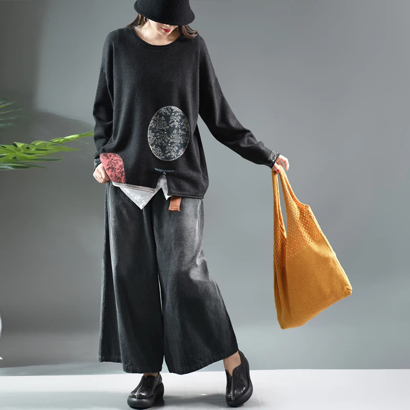 Осенне-зимний женский свитер вязанные свободные пуловеры в стиле ретро новинка