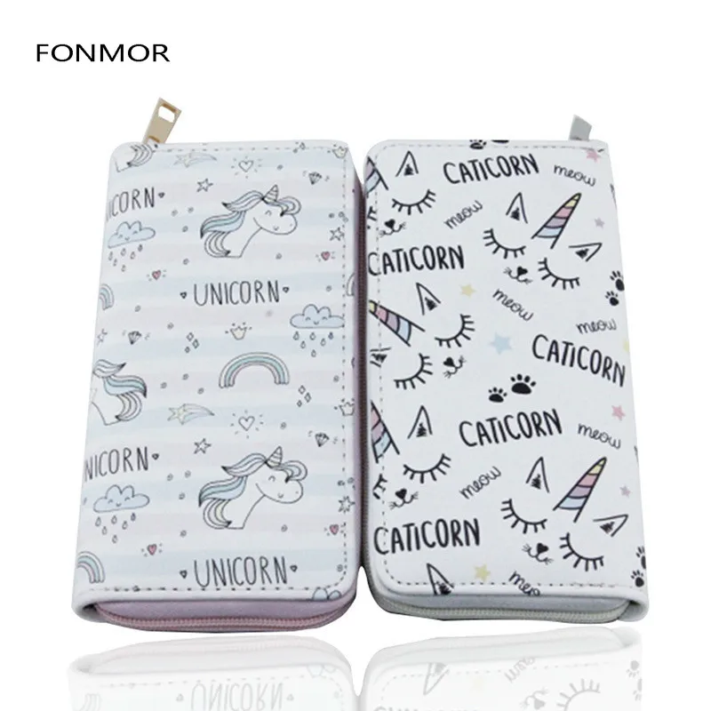 Новое поступление Женский Длинный кошелек с рисунком единорога Длинные кошельки