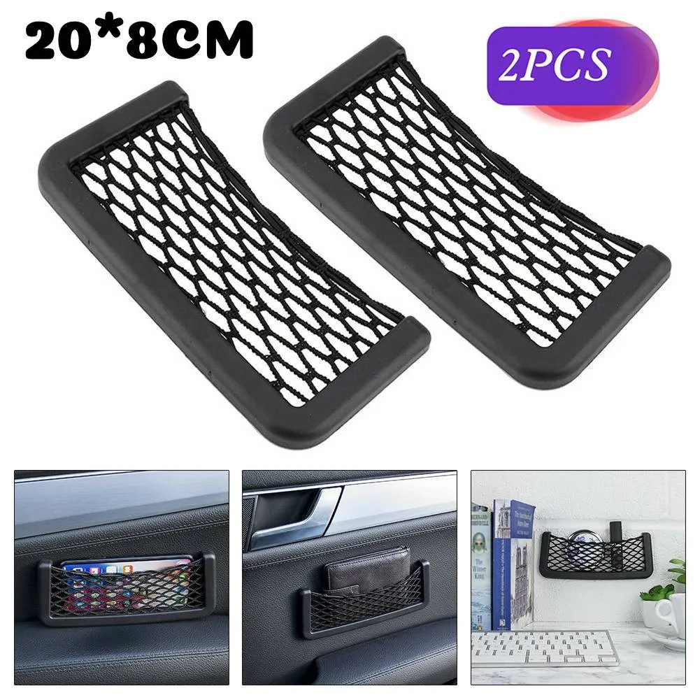 

2x Car Seat Back Net Mesh Storage String Pouch Bag Phone Holder Pocket 20*8CM Car Storage Net Universal Mesh Organizer