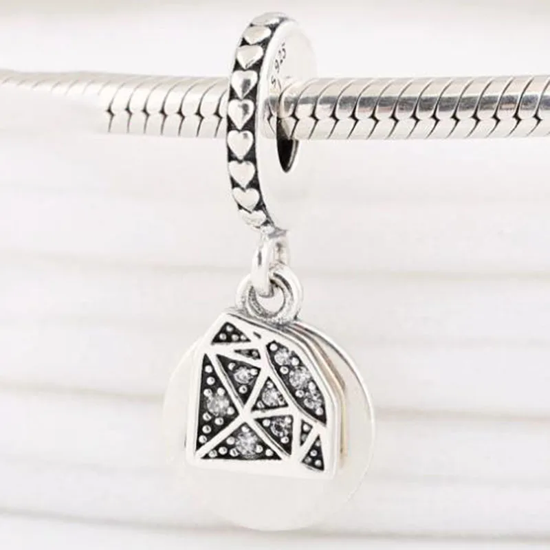 

100% 925 Sterling Silver Charm Creative Round With Crystal Pendant Fit Pandora Women Bracelet & Necklace Diy Jewelry
