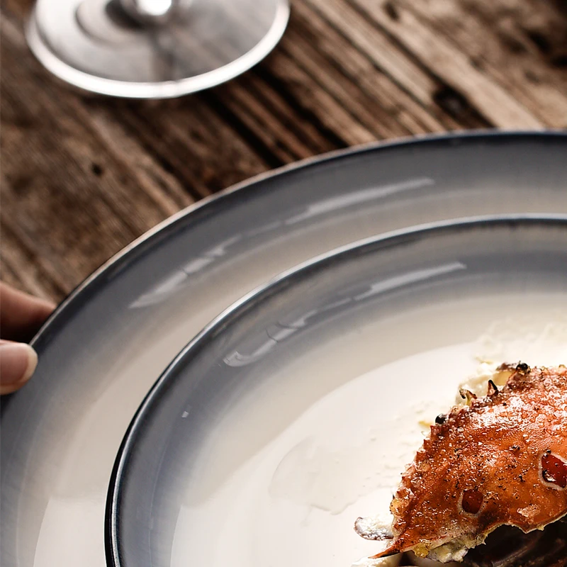 Градиентная керамическая тарелка большая для ужина ресторана блюдо стейка