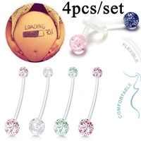 1 4pcs charm pregnancy belly button rings body piercing jewelry crystal navel piercings for women fashion jewelry accessories