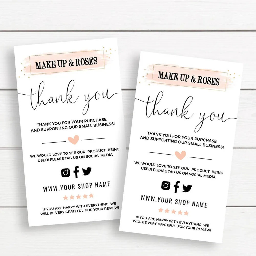 

Personalize Social Medial Card，Blush Business Thank You Card, Thank You For Your Order Cards ，Custom Text Business Name Card