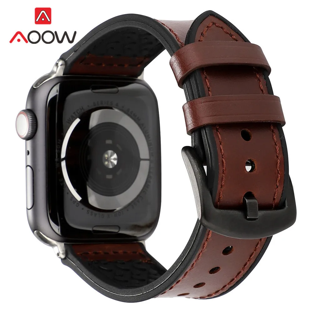 Резиновый кожаный ремешок для часов Apple Watch 40 мм 44 мм 38 42 красная черная пряжка мужской женский спортивный браслет ремешок для iwatch 1 2 3 4