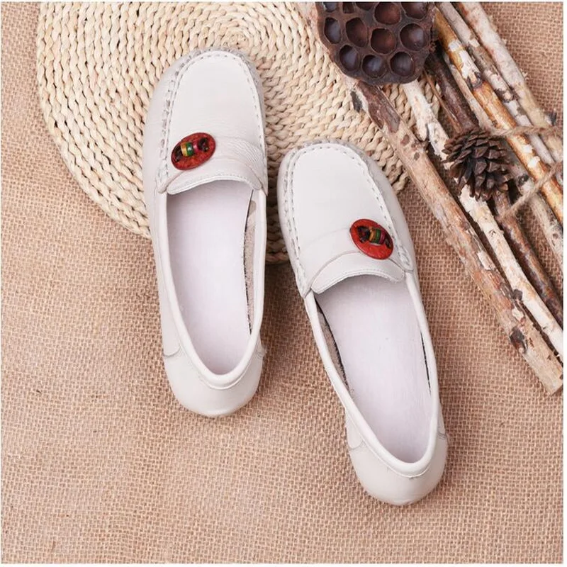 2020 Women Shoes Handmade Loafers Women Flats Genuine Leather Shoes Flat Women Moccasins Soft Bottom Ladies Shoes Plus Size 41