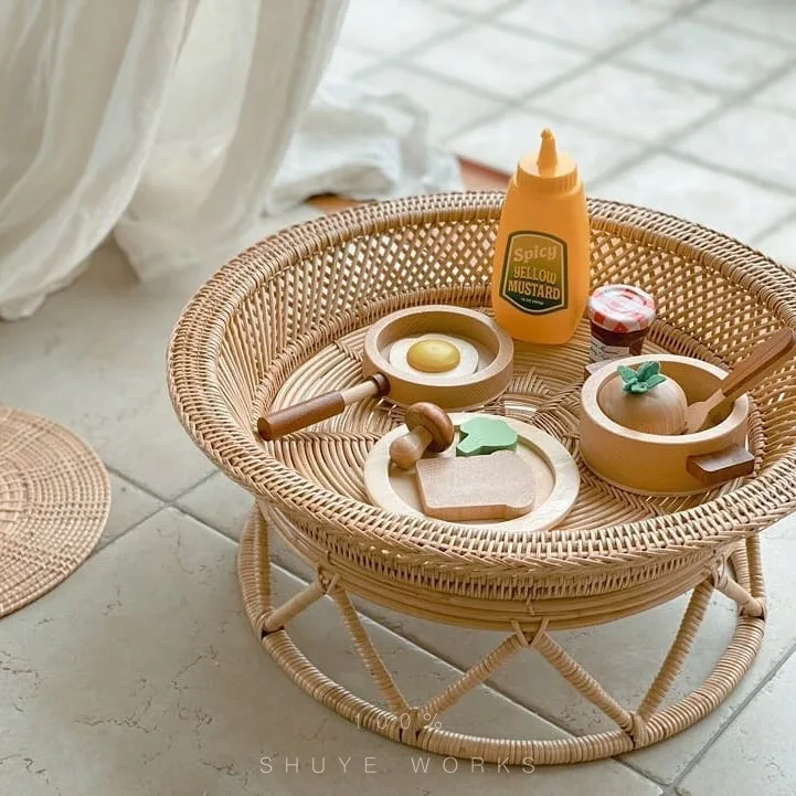 Корзина для фруктов ручной работы необычный ротанговый высокий стол