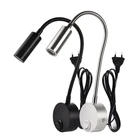 Лидер продаж, светодиодные Настенные светильники 3 Вт, Детская лампа для чтения, прикроватное освещение, лампа из алюминия с вращением на 360 градусов + переключатель и штепсельная вилка европейского и американского стандарта