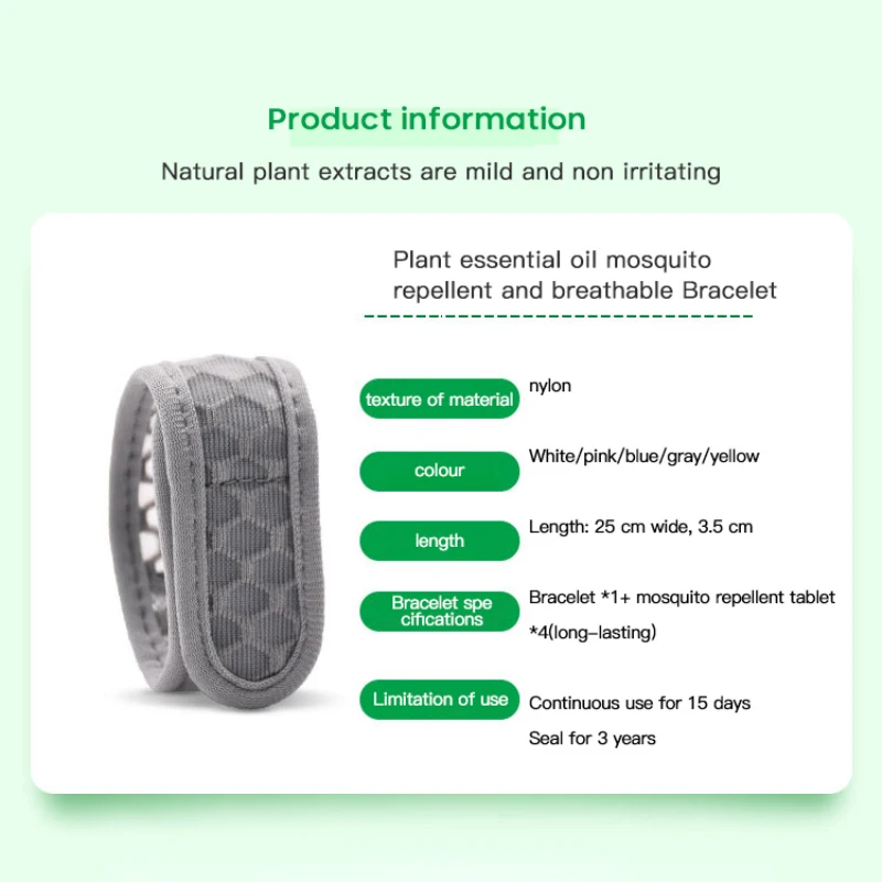

Natural Mosquito Repellent Bracelet Solid Pest Repellent Bracelet Mosquito Repellent Wristband Camping Equipment Outdoor Tool