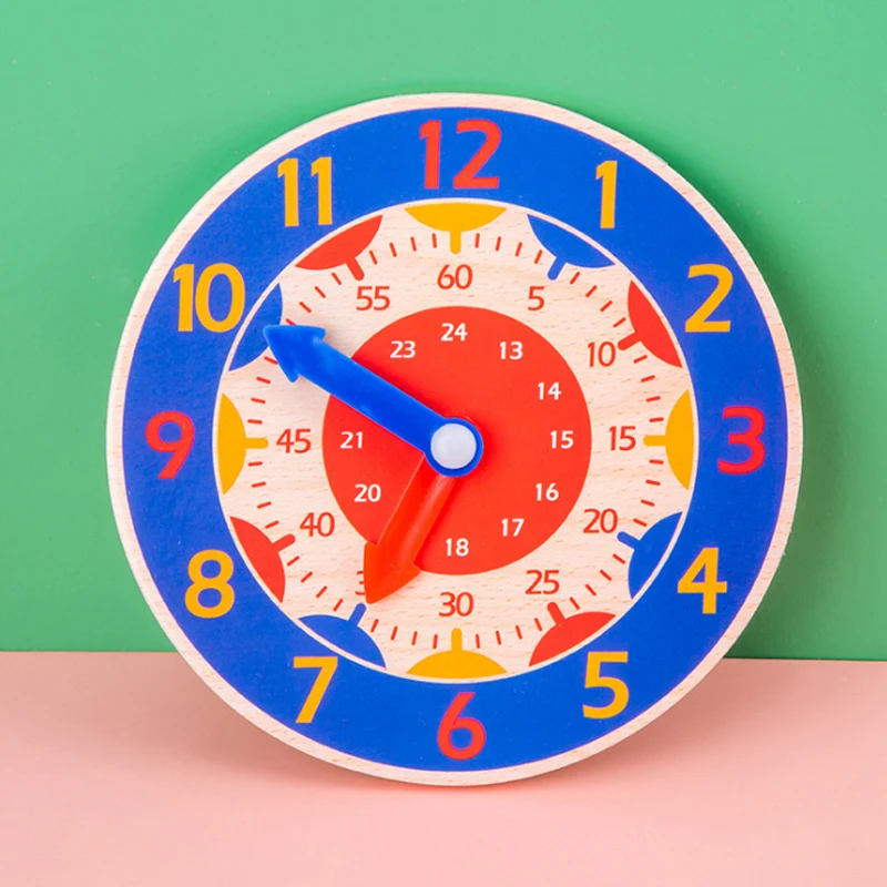 Детские деревянные часы Монтессори с часами и секундой познания красочные