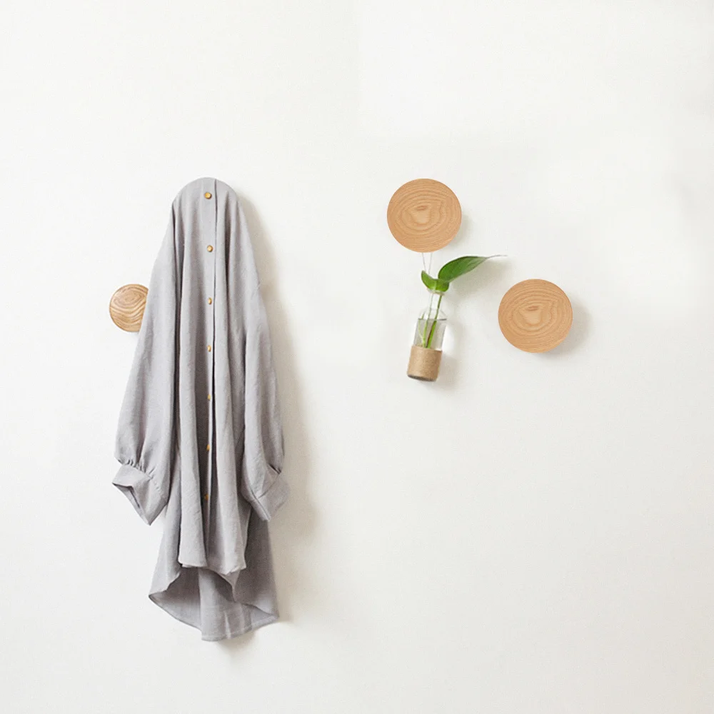 

1PC Wood Clothes Hook Japanese-style Wood Hook Porch Mushroom Shape Hook