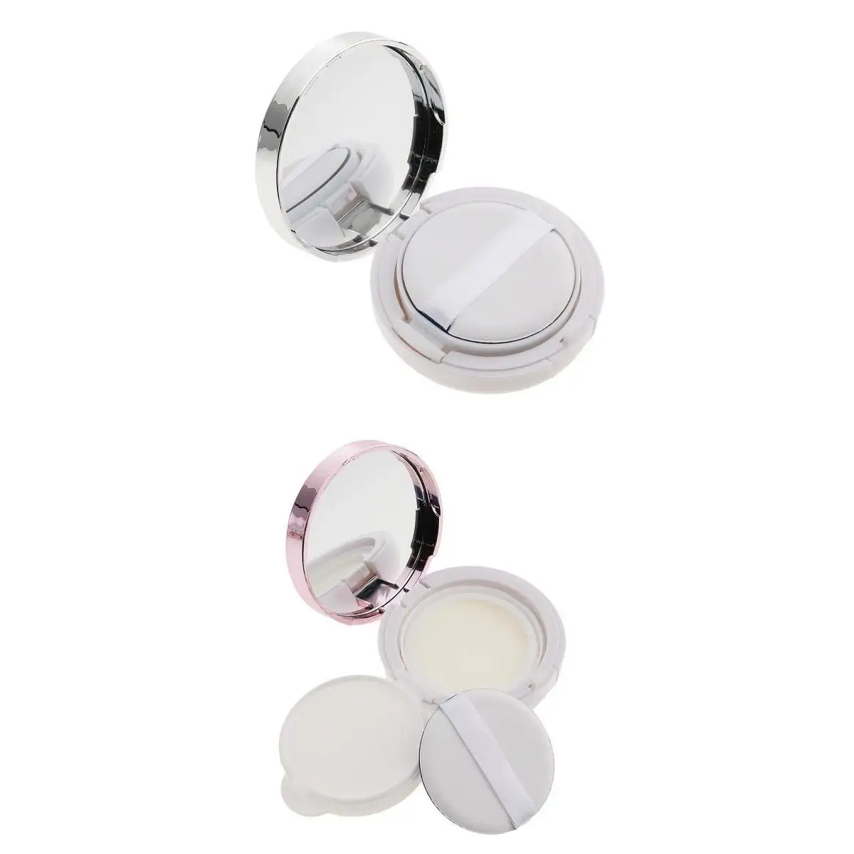 

2 Pcs Make Up Case Air Cushion Sponge Powder Puff Empty Box Liquid