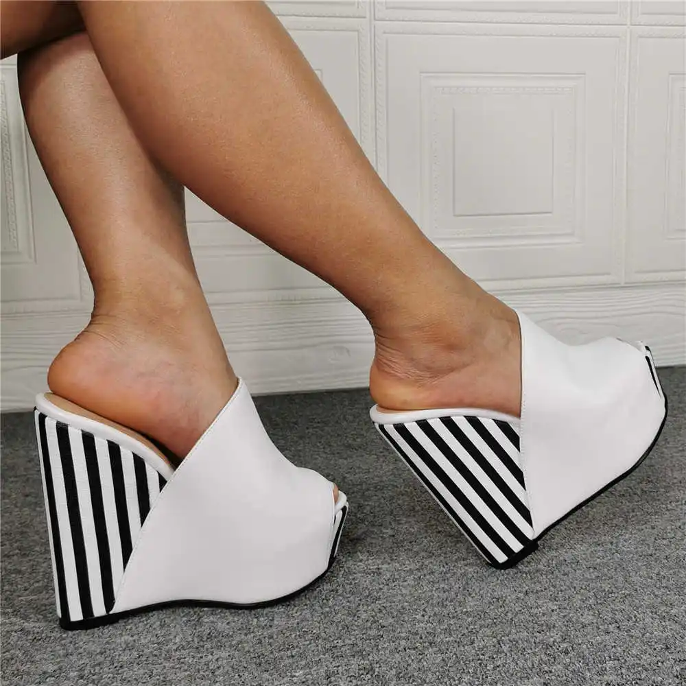 

summer new 2021 Sexy striped slope heel super high heel skyhigh large 45 fashion women's sandal