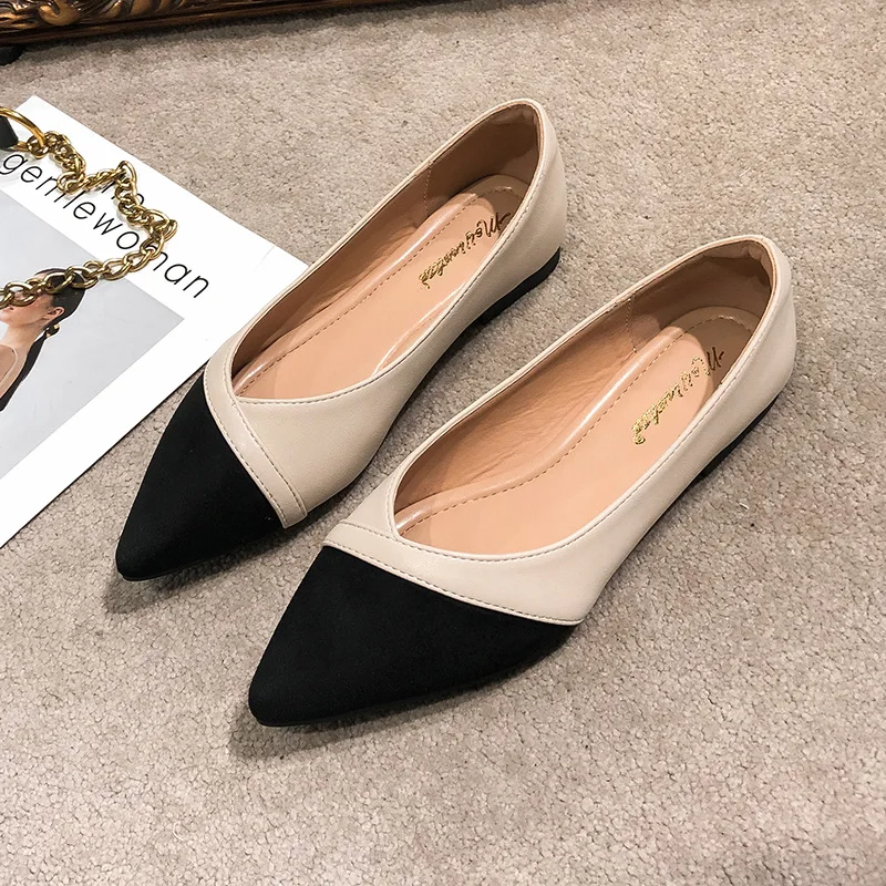 

Big Size 43 44 Slip on Pointed Toe Flats Women Shoes Ballerina Shallow Mouth Female Casual Single Shoes Zapatos De Mujer LN12