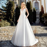 sexy backless v neck matte satin princess wedding dresses 2021 luxury beaded sashes sweep train vintage a line bridal gown