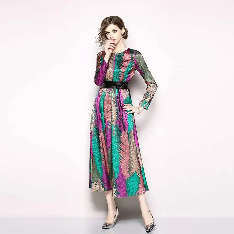 2020 Новинка весны с винтажным принтом взлетно посадочной полосы платье женские