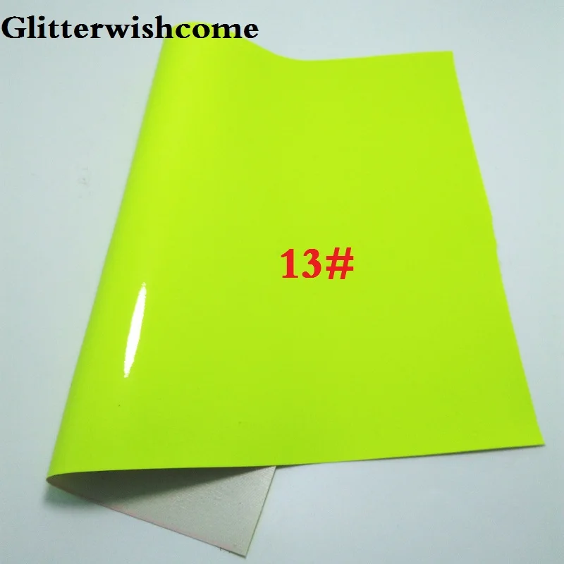 13 Glitterwishcome 21X29 см А4 Размер синтетическая кожа, Флуо лакированная гладкая кожа, искусственная из искусственной кожи Ткань Винил для бантов, GM024A - Цвет: 13