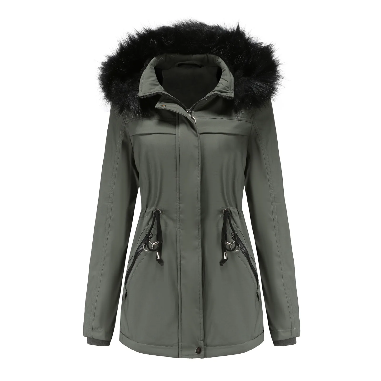 

Женское теплое пальто, Куртка, верхняя одежда, Тренч с меховой подкладкой, осенне-зимнее плотное теплое пуховое пальто с капюшоном, женские ...