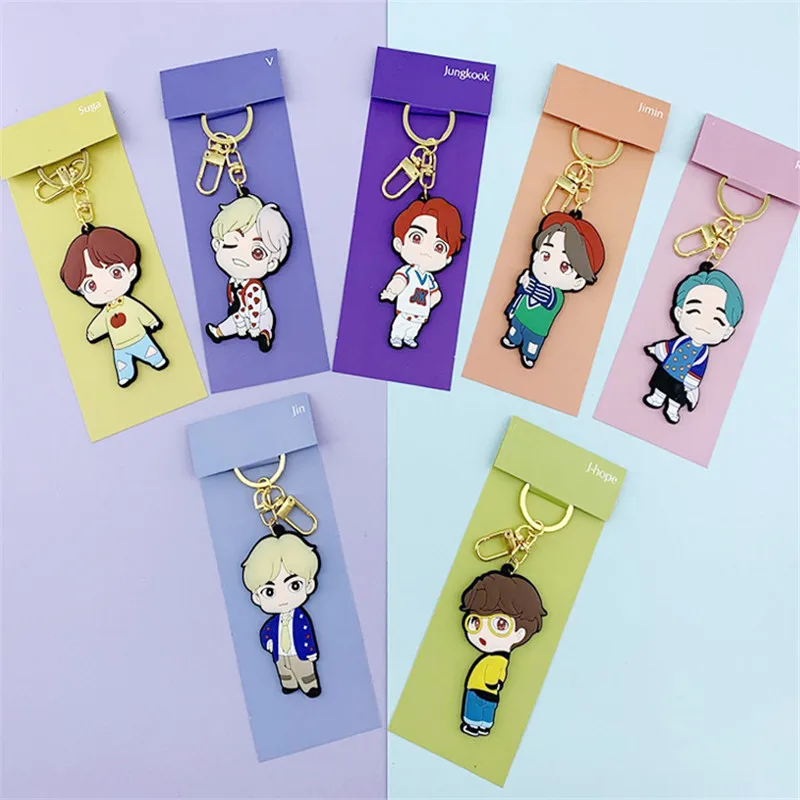 

KPOP 1PCS Bangtan Boys Magic Shop Silicone Keychain Keyring Bag Pendant Jimin Jin Suga J-hope Fans Collection