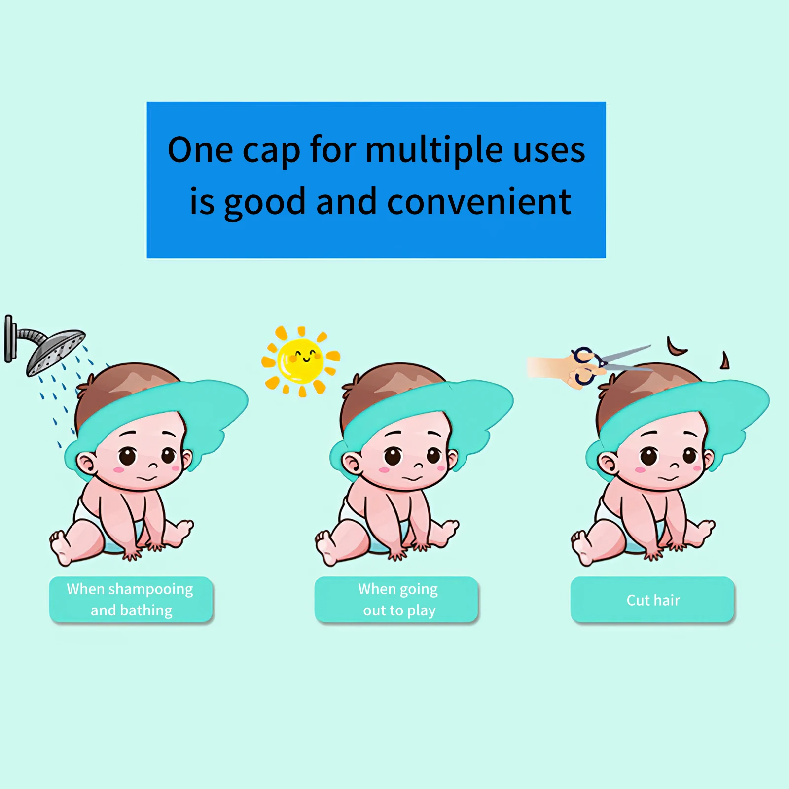 

Baby Waterproof Protecting Shampoo Cap Adjustable Baby Shower Hat Kids Bathing Hat Cute Skin-Friendly Visor Cap Children Bathing