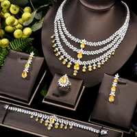 godki famous brand 4pc yellow cz luxury african jewelry set for women wedding party zircon crystal dubai bridal jewelry set gift