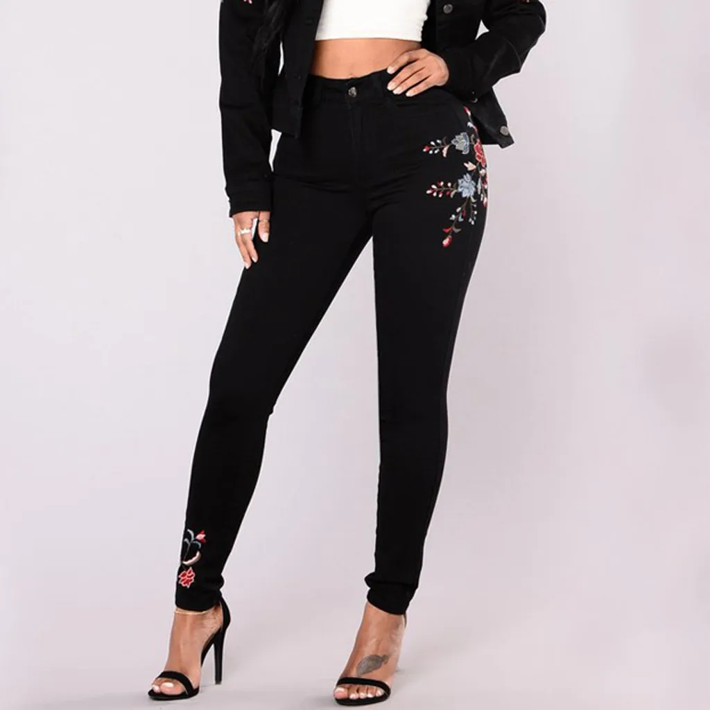 2019 горячие модные женские джинсы плюс размер вышитые деним стрейч женское платье