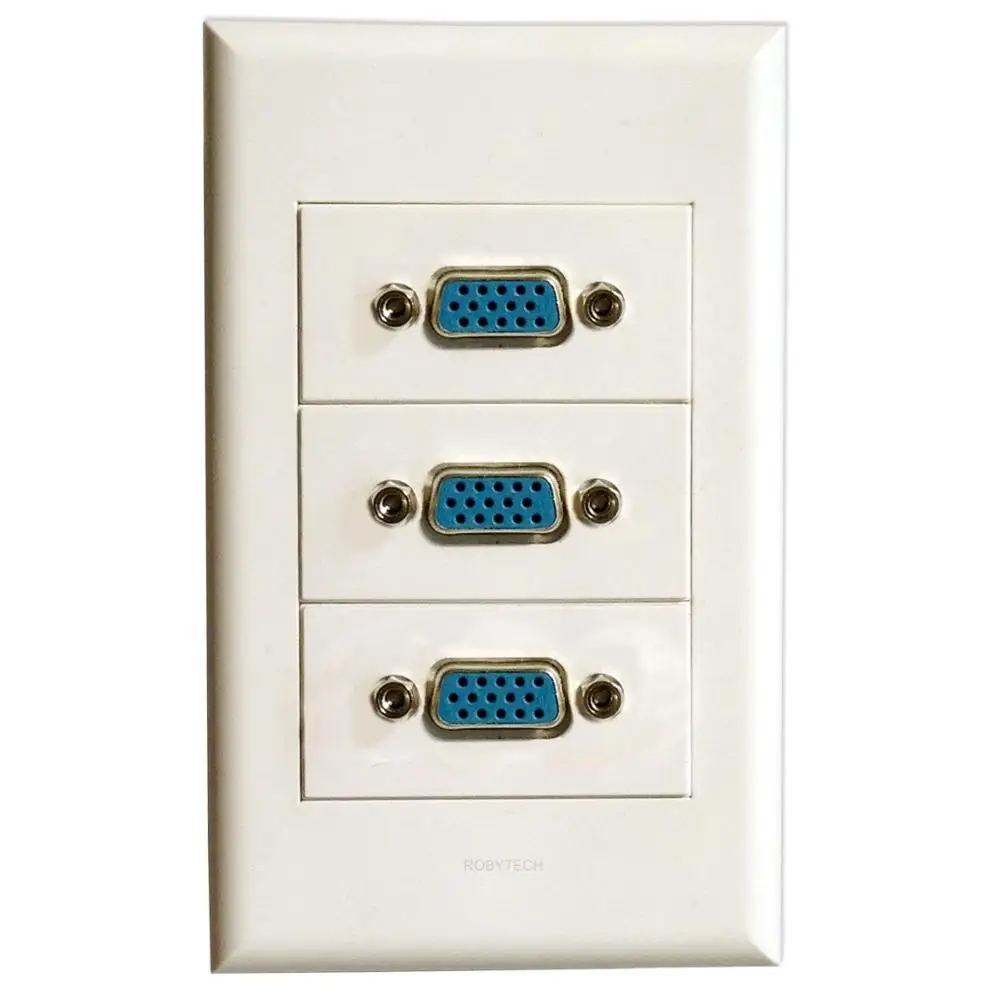Настенный держатель с 3 портами VGA Белая настенная розетка лицевой панелью для