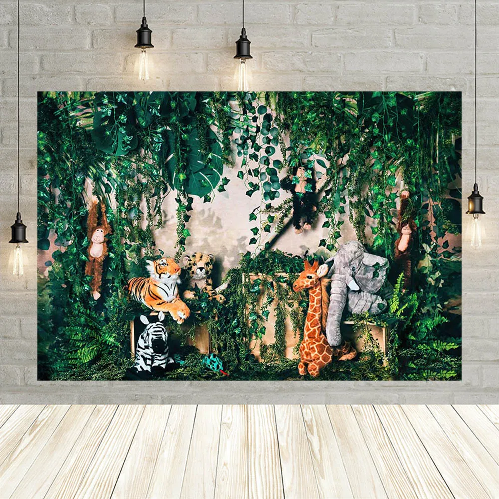 

Джунгли сафари День Рождения Декор фоны для мальчика лес портрет фотография Фон баннер фотостудия реквизит фотозона