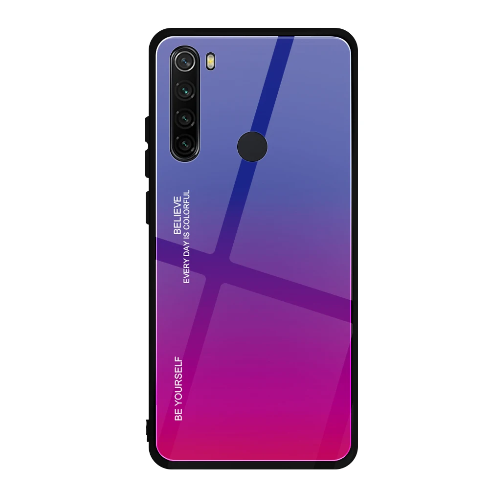 Для Xiaomi Redmi Note 8 Pro Чехол из закаленного стекла роскошный градиент Мягкий силиконовый чехол для xiomi Redmi Note 8 чехол - Цвет: 4