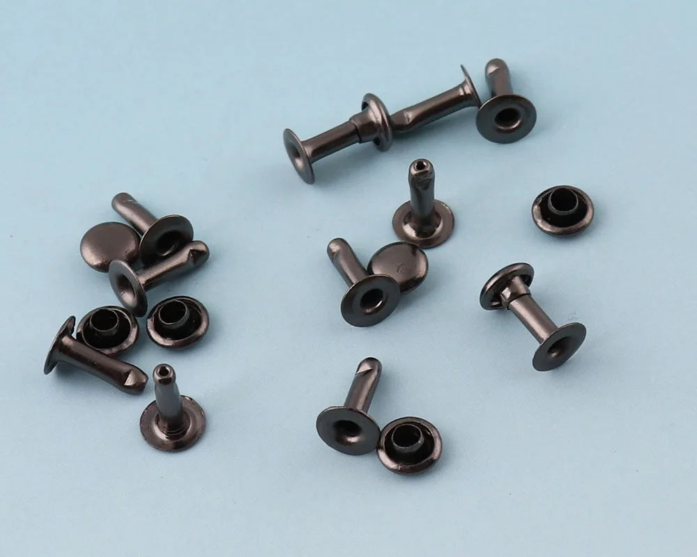 Круглые заклепки для сумки браслета 5 мм черные с двумя колпачками | Дом и сад