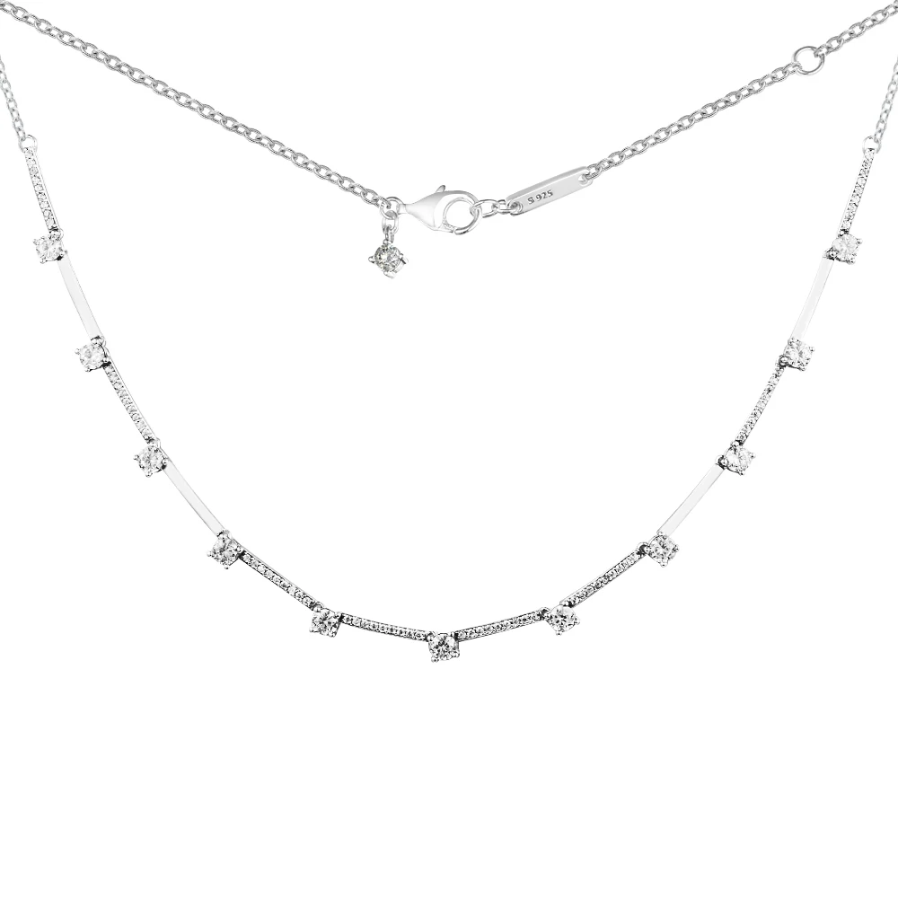 

Couple 2022 Christmas Fashion 925 New Clear CZ Necklaces for Women Sterling Silver Collier Choker Jewelry Female Chain Necklaces