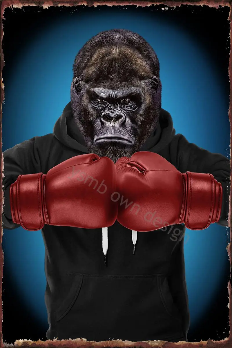 

Жестяные пластины Boxer Gorilla, декор для стен, комнатное украшение, винтажный металлический знак в стиле ретро, жестяная вывеска для искусства, ...