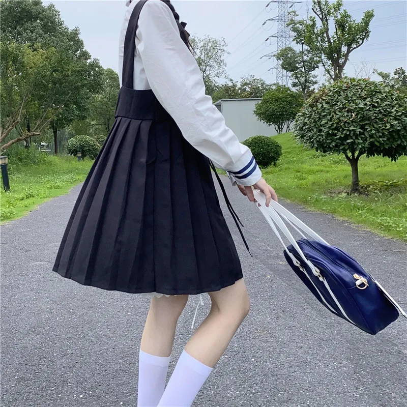 Японская мода JK униформа в студенческом стиле Бандажное с высокой талией тонкое