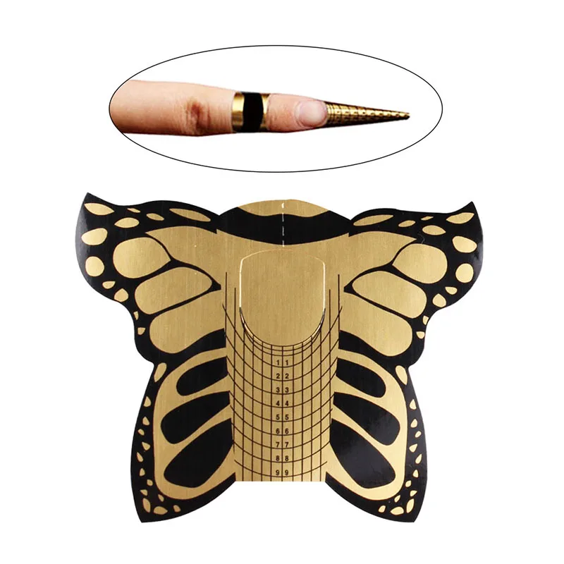 Finger Angel 50/100/500 шт. форма для ногтей Золотая Бабочка клей акрилового/УФ геля