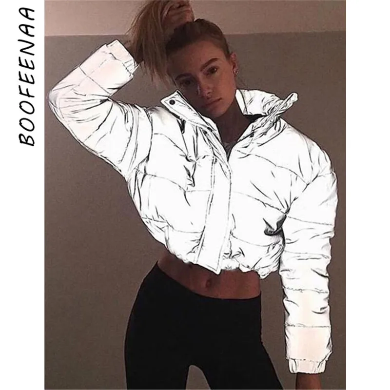 BOOFEENAA Светоотражающая пуховая куртка, зимнее пальто, женская парка, уличная мода, теплая Повседневная Верхняя одежда, ветровка, C87-CZ91