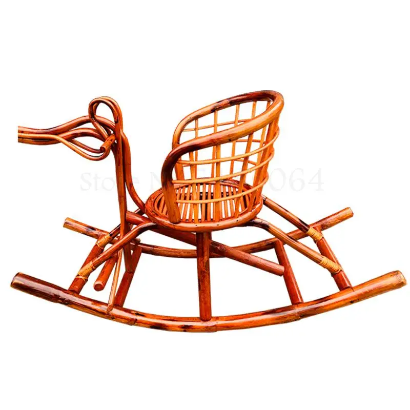Ротанговая лошадь-качалка ручной работы лошадка-качалка из массива дерева