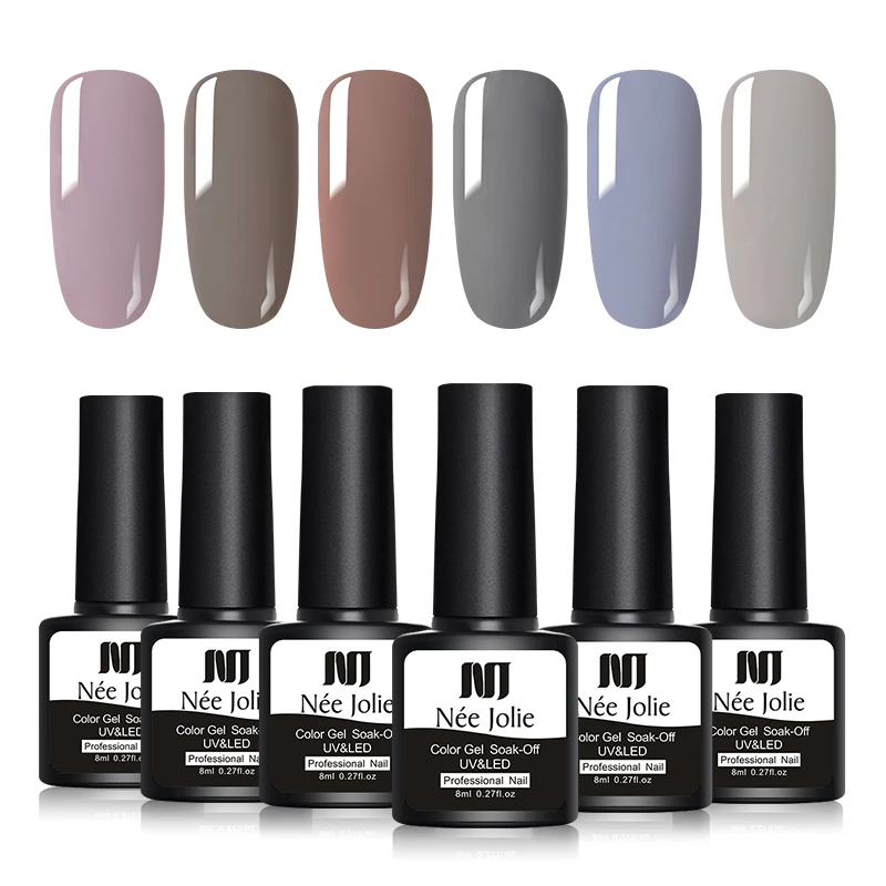 NEE JOLIE 8 мл серый Гель лак для ногтей Полупостоянный гель УФ светодиодный