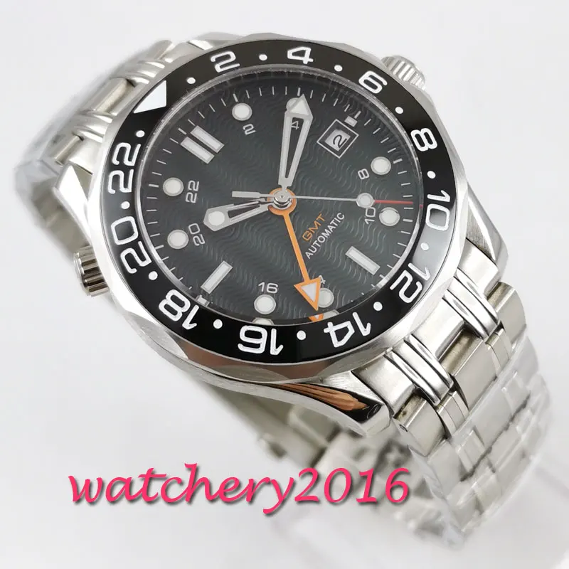 41 мм стерильный черный циферблат керамический ободок сапфировое стекло Дата