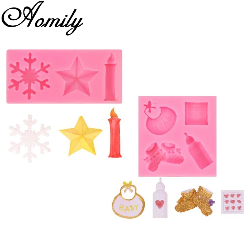 Силиконовые формы для торта Aomily снежинка детский нагрудник форма помадки