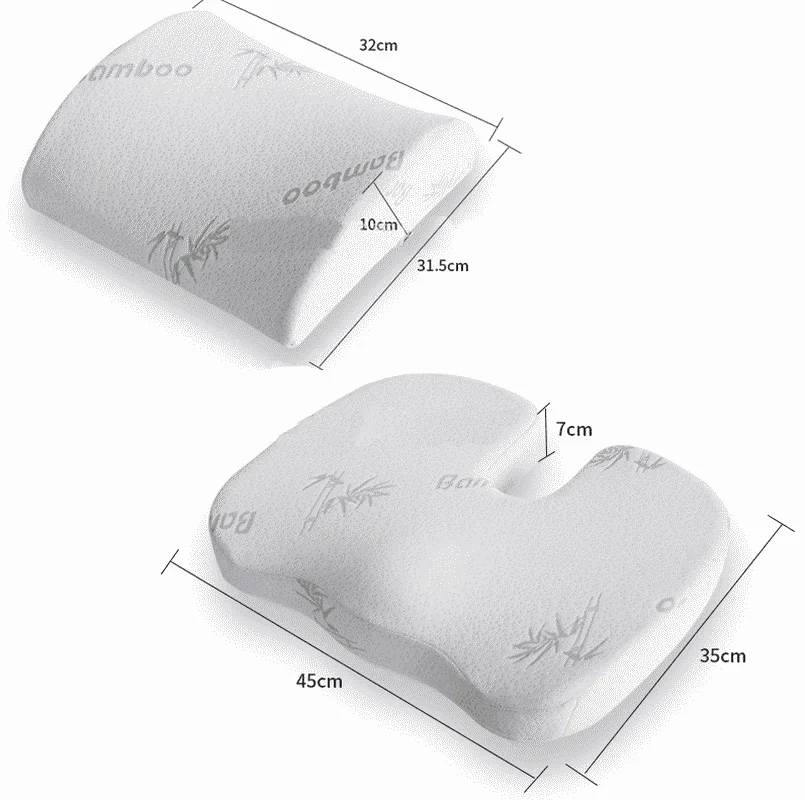 Cushion Slow Rebound Waist Support Set for Home Office Health Care Chair Pad 2 In 1 Bamboo Fiber Memory Foam Seat Cushion Back images - 6
